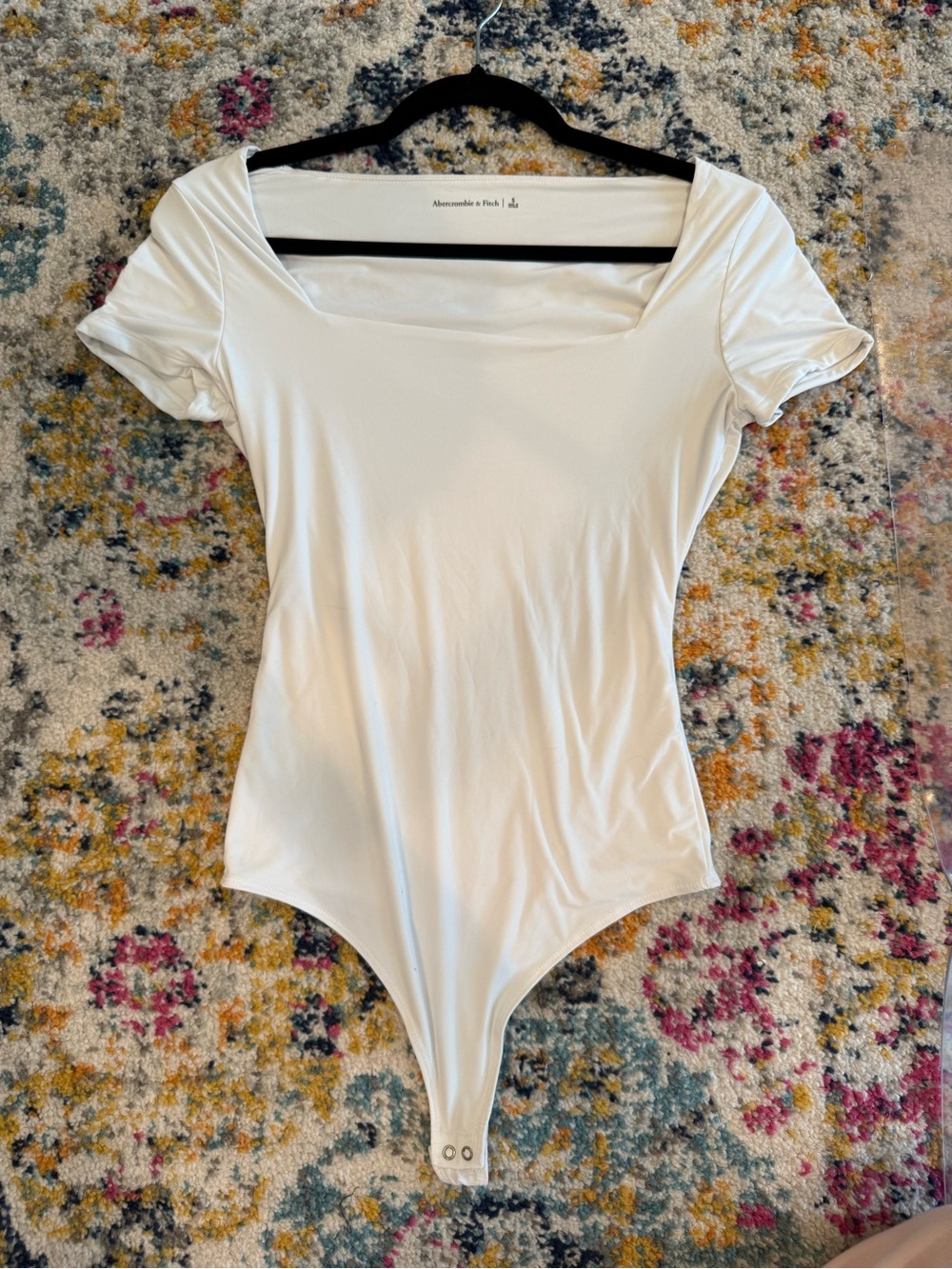 Abercrombie & Fitch White Square Neck Short Sleeve Bodysuit
